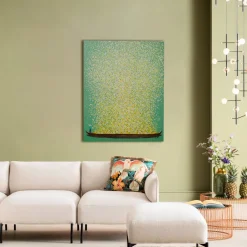 KARE Leinwandbild Flower Boat Grün Gelb 80x100cm