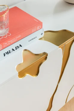 KARE Sideboard Cracked Weiß Gold 165x80cm