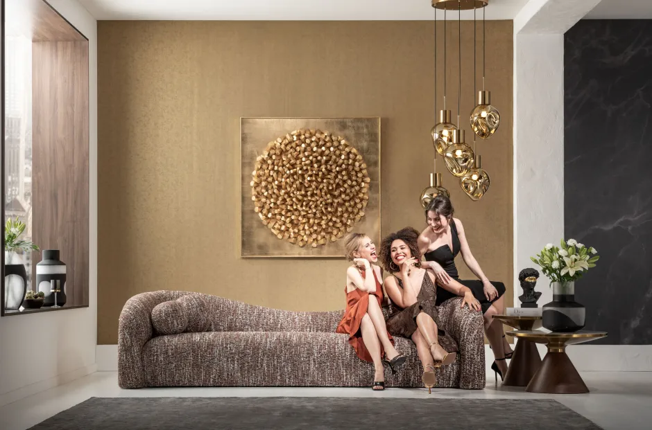 KARE Sofa 3-Sitzer Livia Melange Braun 261cm