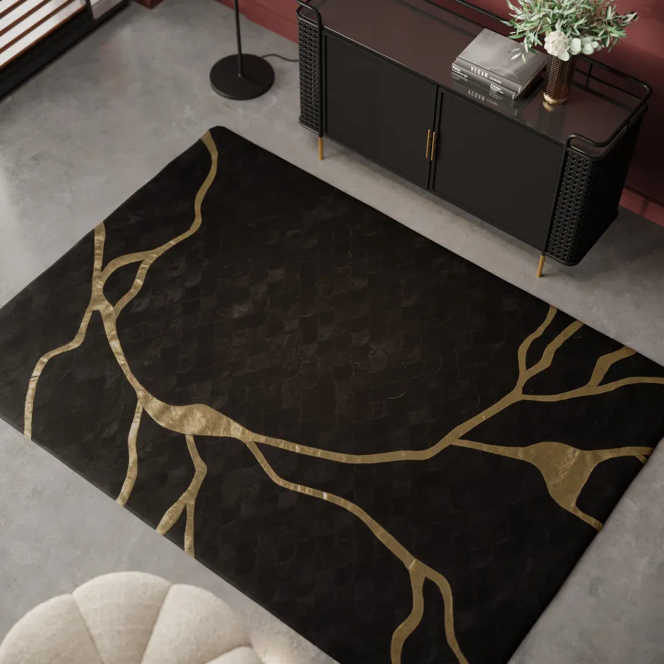 KARE Teppich Fulmine Schwarz 170x240cm