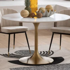 KARE Tisch Invitation Set Weiß Brass Ø120cm