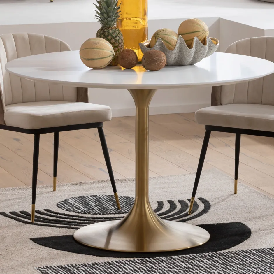 KARE Tisch Invitation Set Weiß Brass Ø120cm