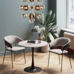 KARE Tisch Schickeria Marmor Weiß Schwarz Ø80cm