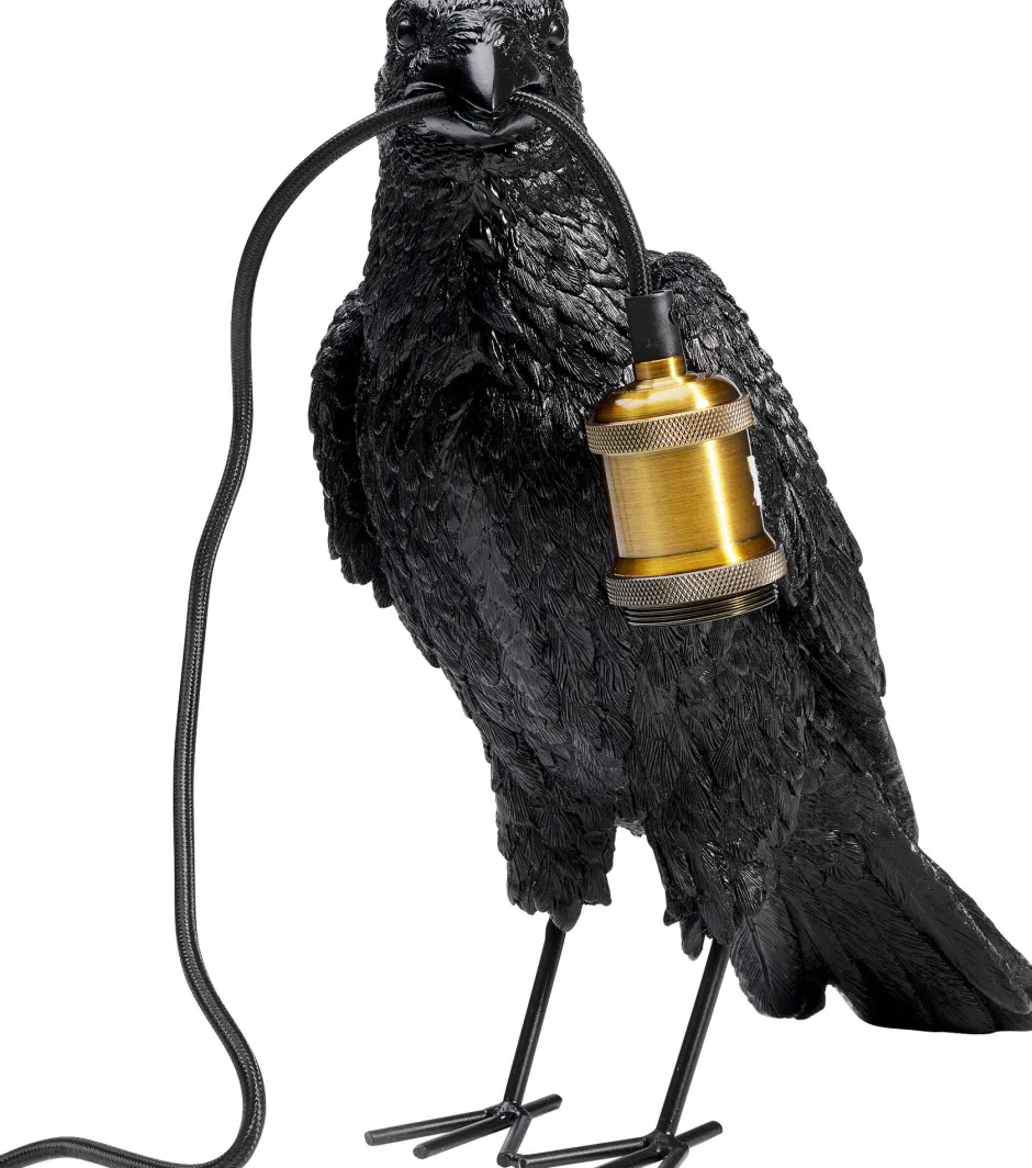 KARE Tischleuchte Animal Crow Matt Schwarz 34cm