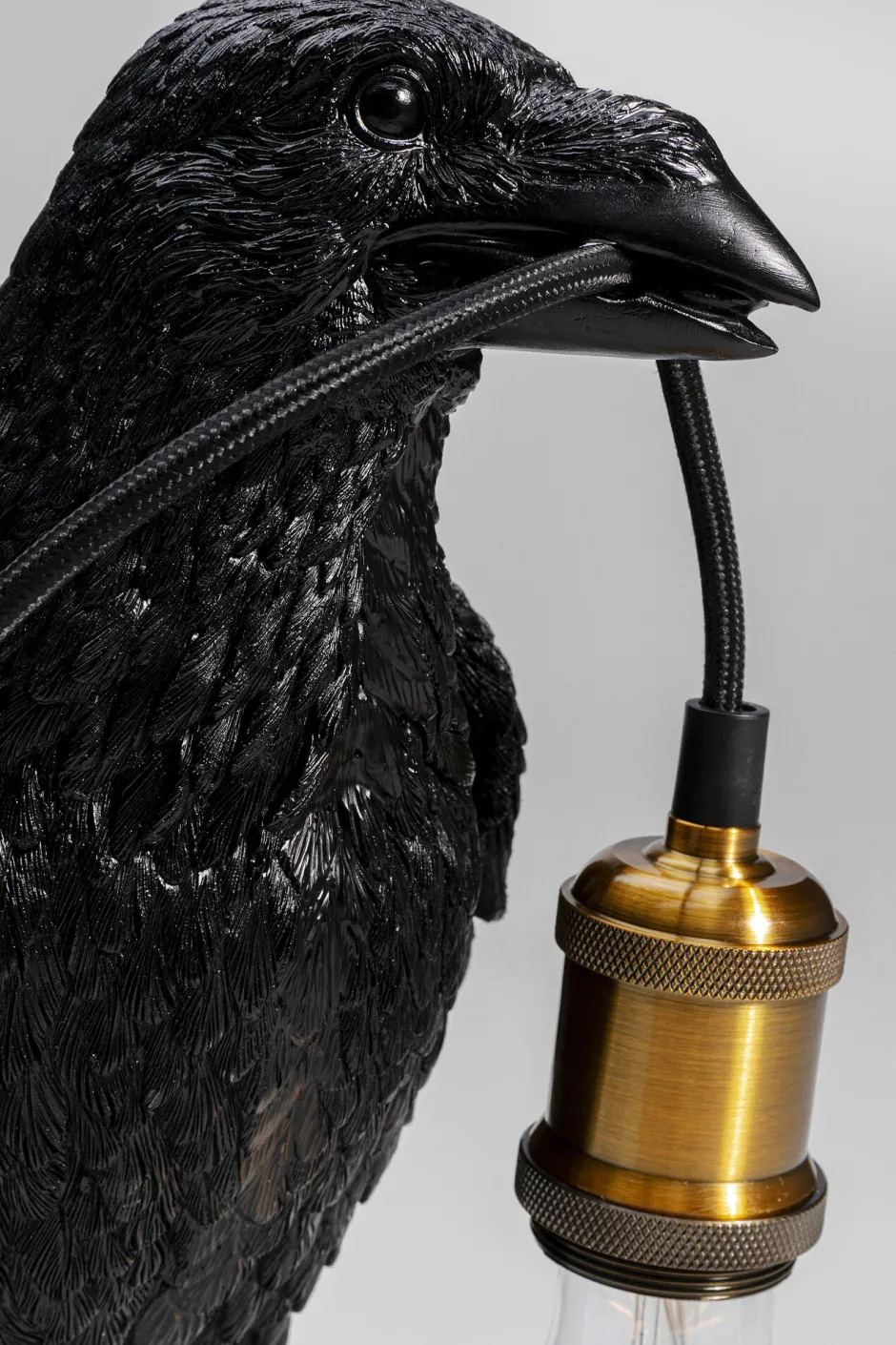 KARE Tischleuchte Animal Crow Matt Schwarz 34cm