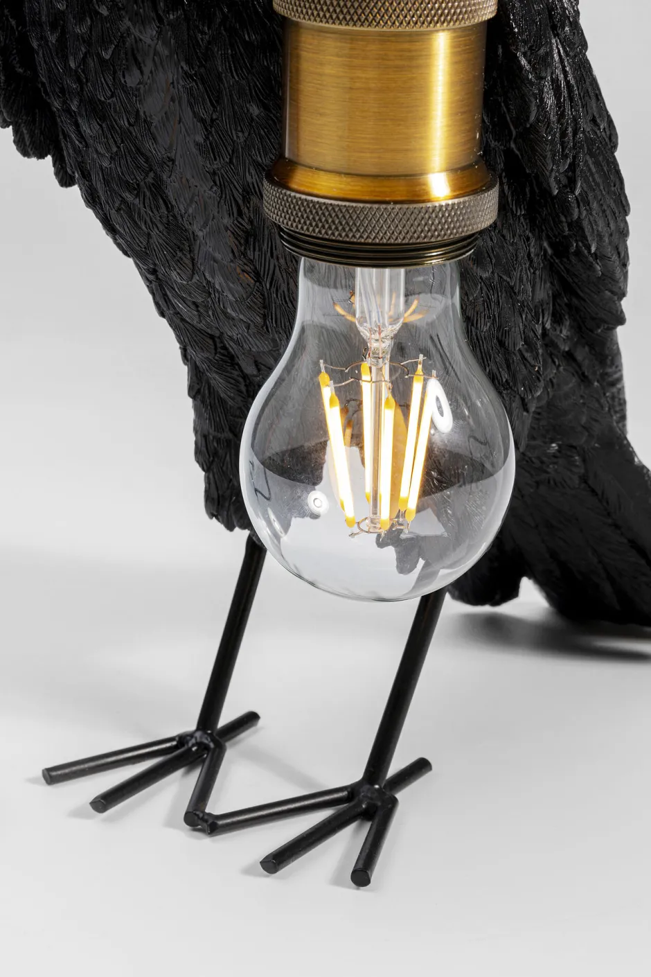 KARE Tischleuchte Animal Crow Matt Schwarz 34cm