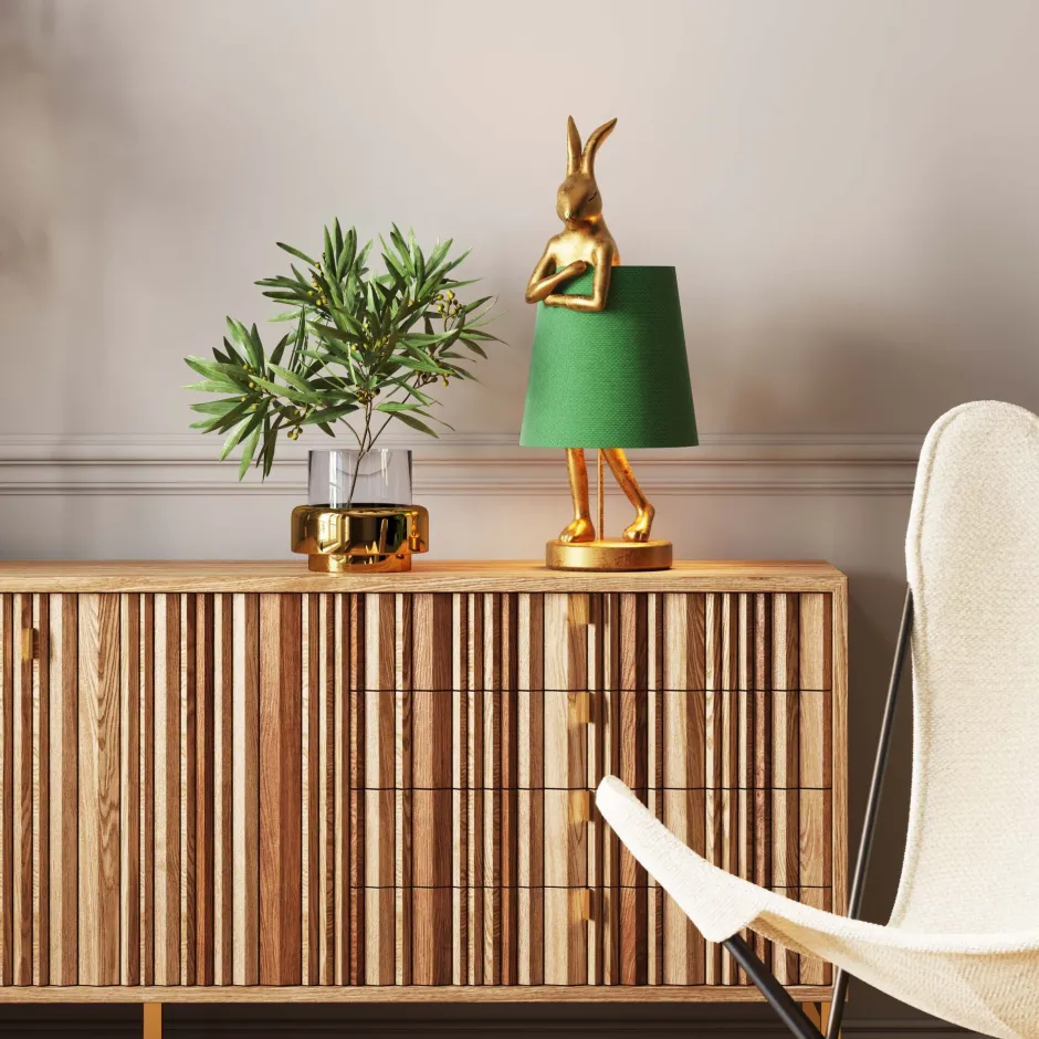 KARE Tischleuchte Animal Rabbit Gold/Grün 68cm