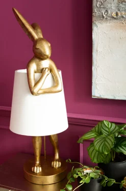KARE Tischleuchte Animal Rabbit Gold/Weiß 88cm
