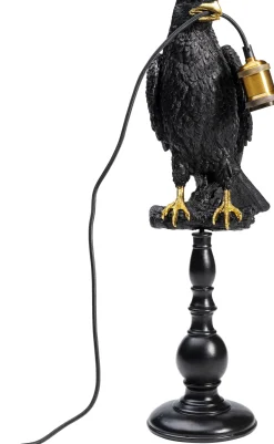 KARE Tischleuchte Animal Sitting Crow Matt Schwarz 61cm