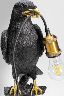 KARE Tischleuchte Animal Sitting Crow Matt Schwarz 61cm