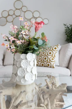 KARE Vase Sunflowers Weiß 30cm